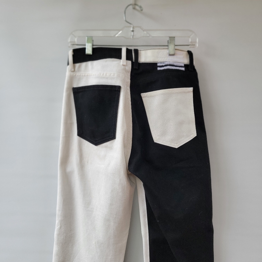 Revice Black White Two Color Jeans Size 27 Straight Leg Zip Fly Neutral Boho - Picture 11 of 14